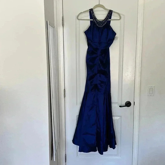NWT R&M Richards Formal Royal Blue Maxi Dress Prom Homecoming Sequins Beads Sz 6 - Picture 3 of 11